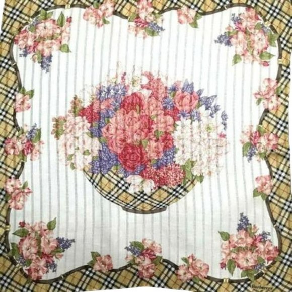 Burberry Nova Check Pontielette Floral Print Silk - Picture 1 of 4